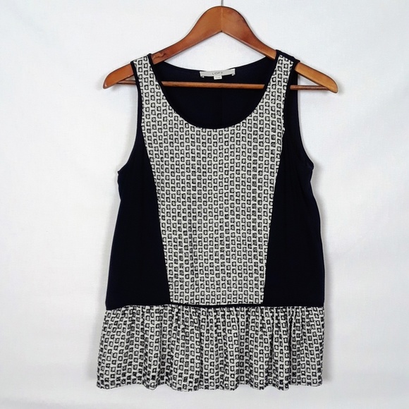 LOFT Tops - LOFT black-white eyelet peplum top XS
